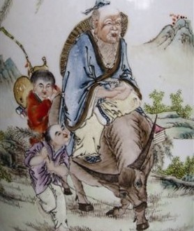 王琦老子出关图粉彩观音瓶欣赏（图）